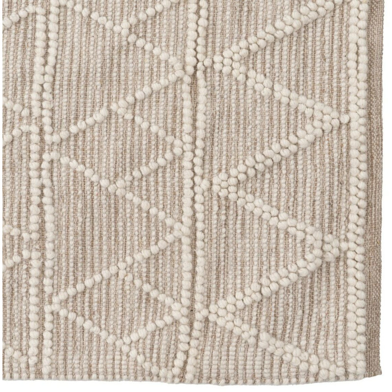 Tapis ethnique Rectangulaire 160x230 en Laine Coton Beige Blanc crème Motif graphique Vorneth - 4