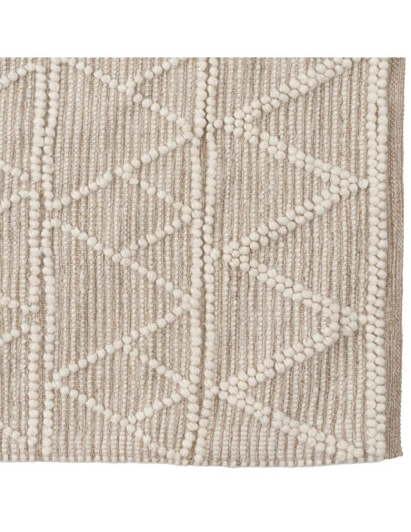 Tapis ethnique Rectangulaire 160x230 en Laine Coton Beige Blanc crème Motif graphique Vorneth - 4