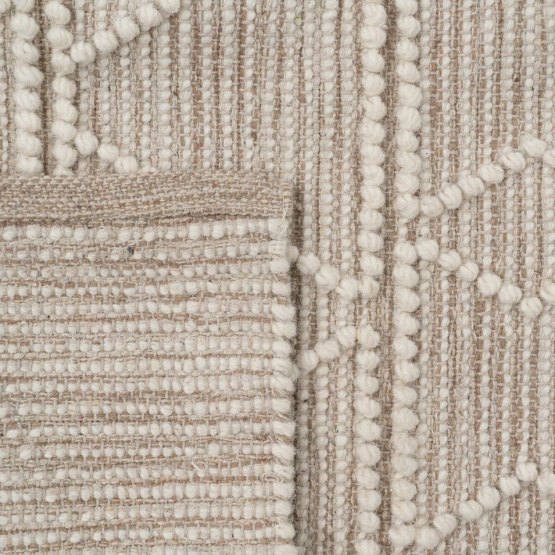 Tapis ethnique Rectangulaire 160x230 en Laine Coton Beige Blanc crème Motif graphique Vorneth - 6