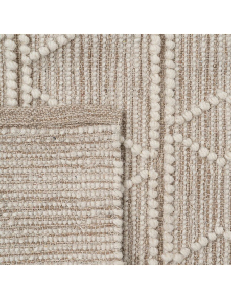 Tapis ethnique Rectangulaire 160x230 en Laine Coton Beige Blanc crème Motif graphique Vorneth - 6