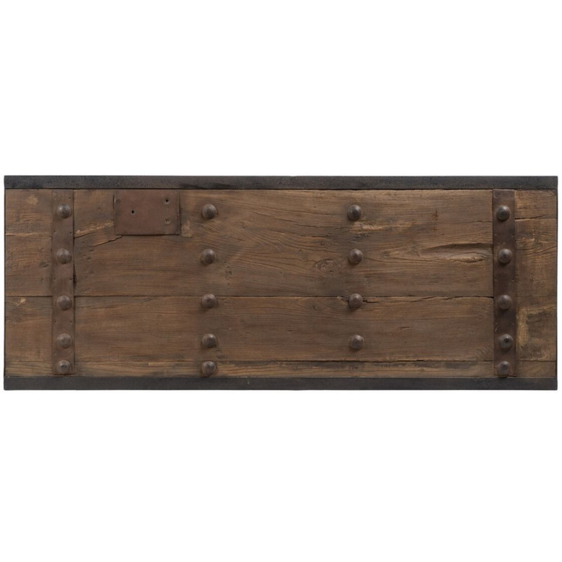 Grande Table basse industrielle Rectangulaire 1 étagère en Bois d'orme recyclé Naturel Métal Noir Firia - 3