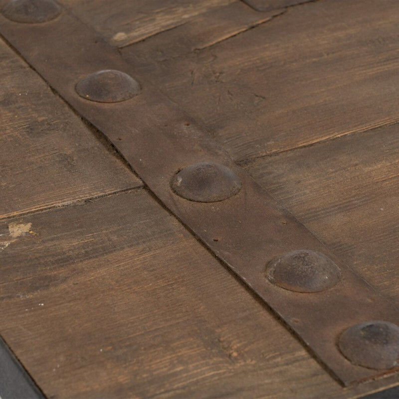 Grande Table basse industrielle Rectangulaire 1 étagère en Bois d'orme recyclé Naturel Métal Noir Firia - 7