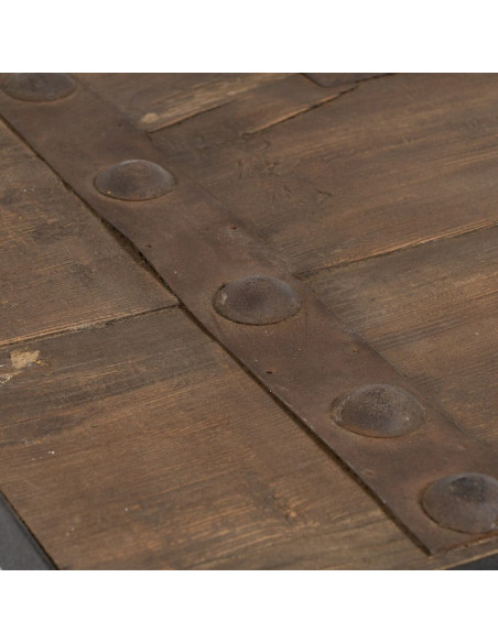 Grande Table basse industrielle Rectangulaire 1 étagère en Bois d'orme recyclé Naturel Métal Noir Firia - 7