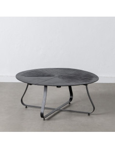 Table basse originale Ronde en Métal Noir Motif feuille Kelryn - 2