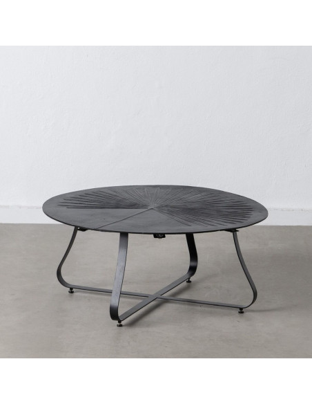 Table basse originale Ronde en Métal Noir Motif feuille Kelryn - 2