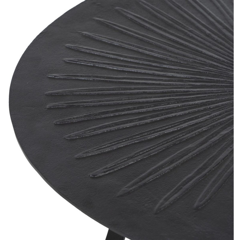 Table basse originale Ronde en Métal Noir Motif feuille Kelryn - 3
