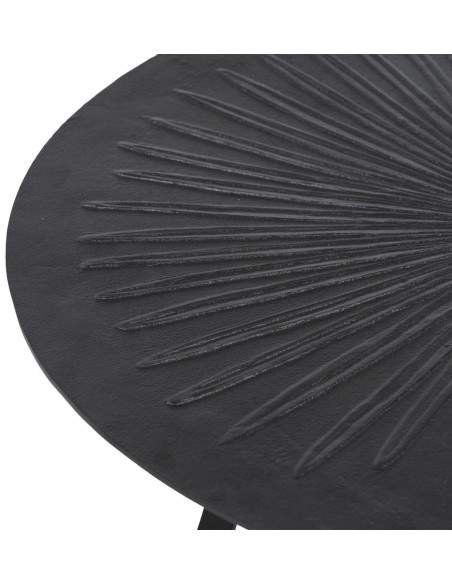 Table basse originale Ronde en Métal Noir Motif feuille Kelryn - 3