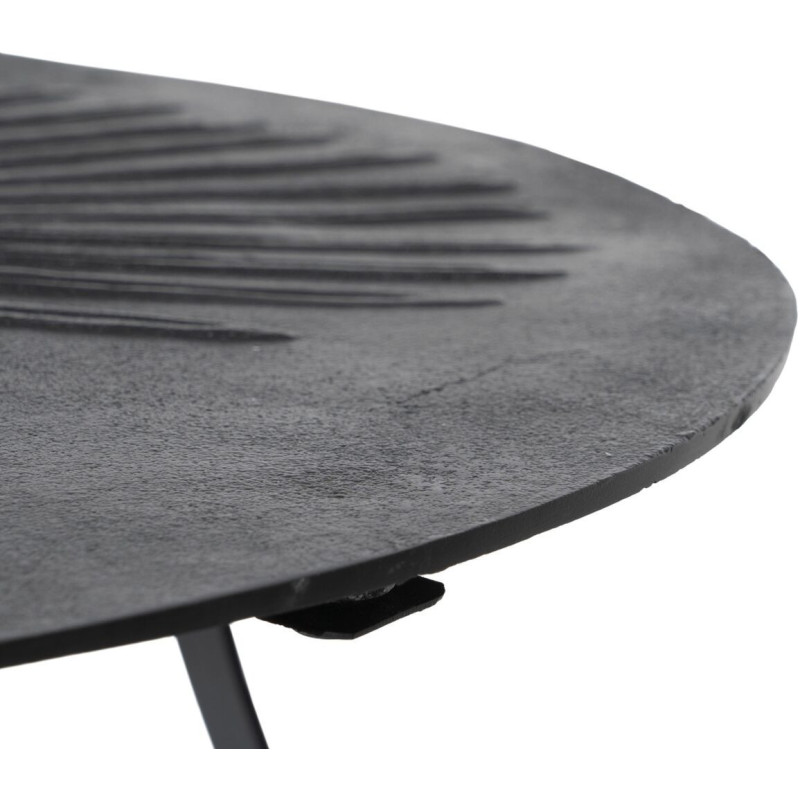 Table basse originale Ronde en Métal Noir Motif feuille Kelryn - 5