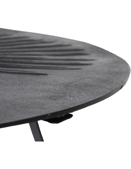 Table basse originale Ronde en Métal Noir Motif feuille Kelryn - 5