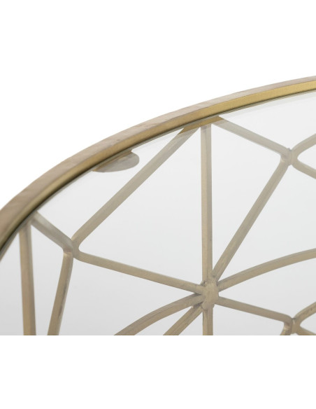 Grande Table basse moderne Ronde en Métal Doré Verre Transparent Tylanis - 3