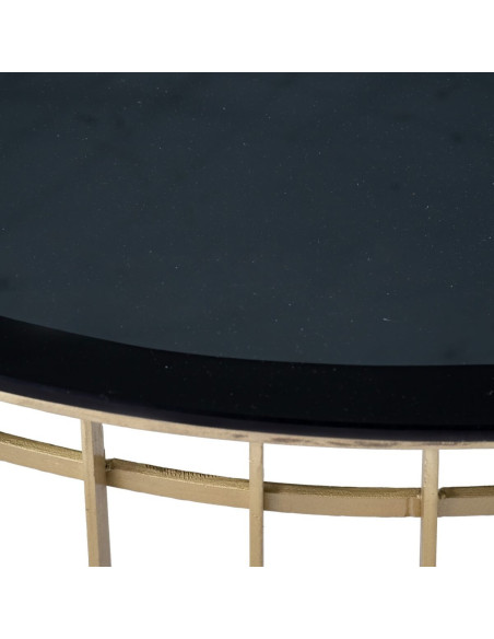 Table basse moderne Ronde en Métal Doré Verre Noir Telisra - 3