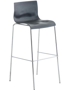 Tabouret de bar minimaliste en Polypropylène Gris Métal Argenté Zavria - 1