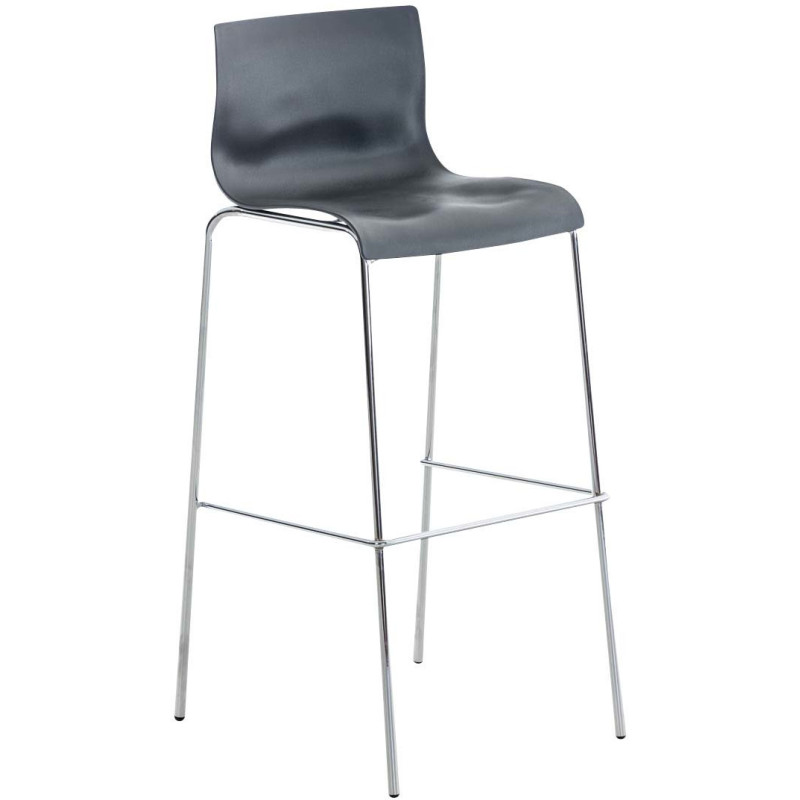 Tabouret de bar minimaliste en Polypropylène Gris Métal Argenté Zavria - 1