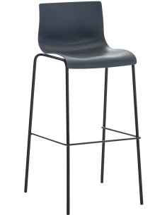 Tabouret de bar minimaliste en Polypropylène Gris Métal Noir Zavria - 1