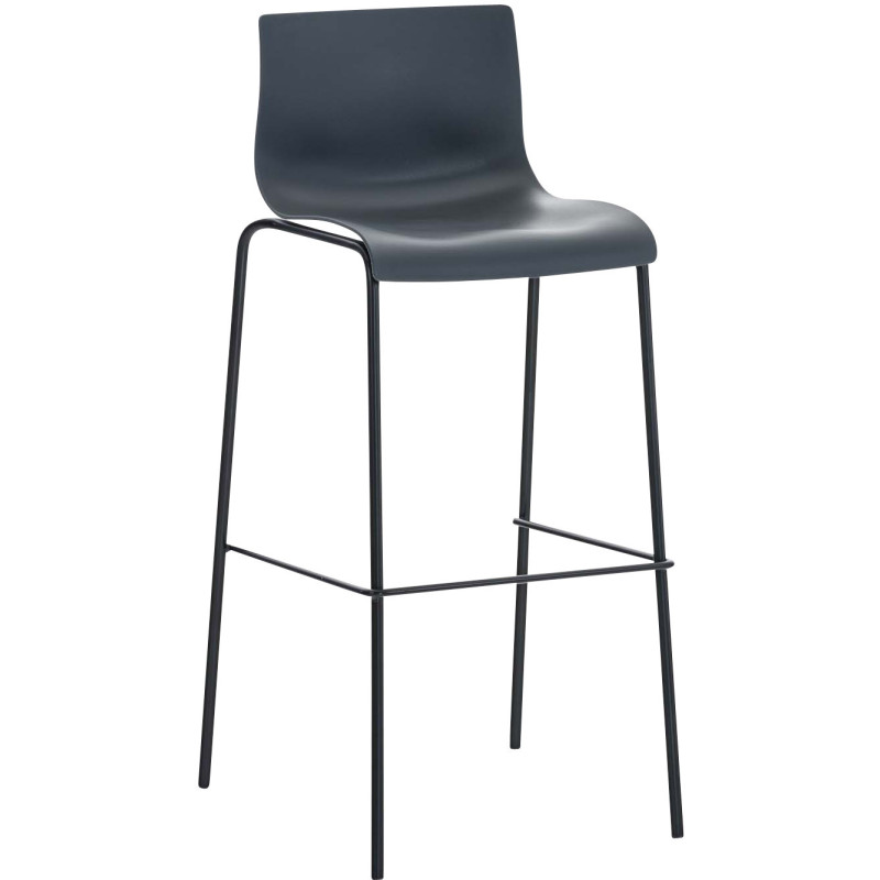 Tabouret de bar minimaliste en Polypropylène Gris Métal Noir Zavria - 1