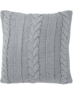 Coussin Carré Twist 45x45 en Polyester Gris Effet tricot - 1