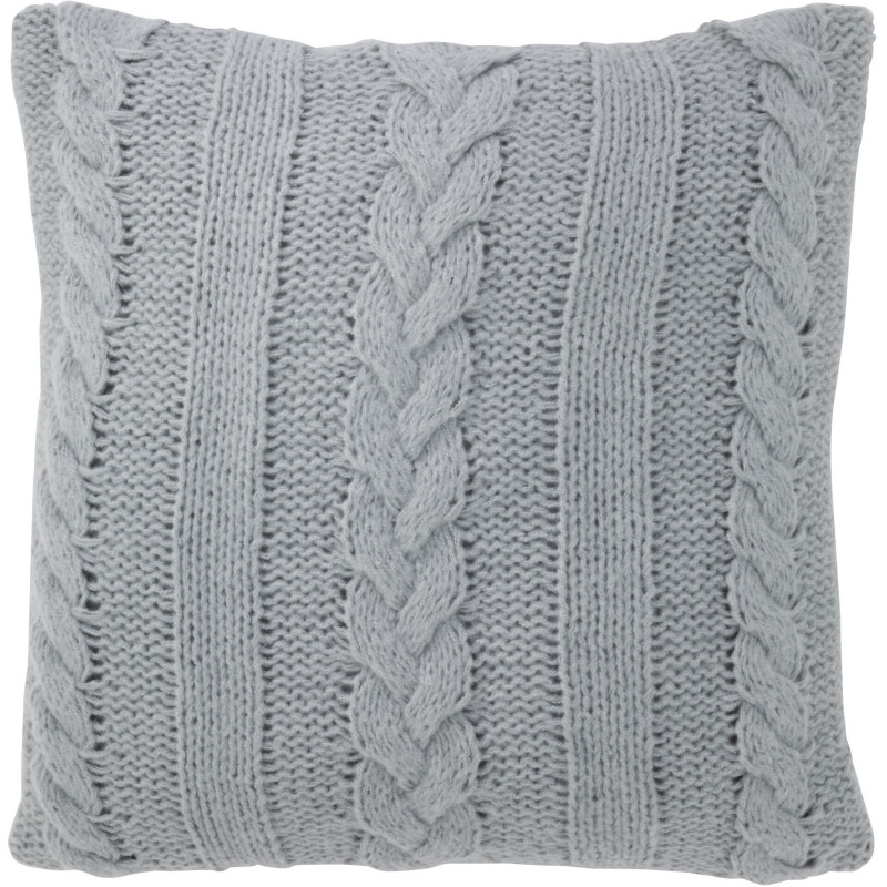 Coussin Carré Twist 45x45 en Polyester Gris Effet tricot - 1
