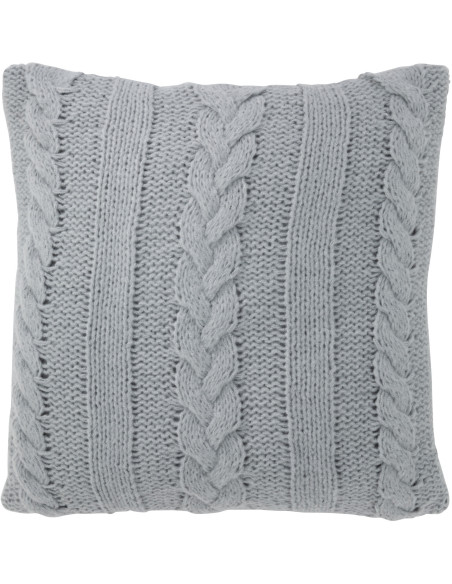 Coussin Carré Twist 45x45 en Polyester Gris Effet tricot - 1