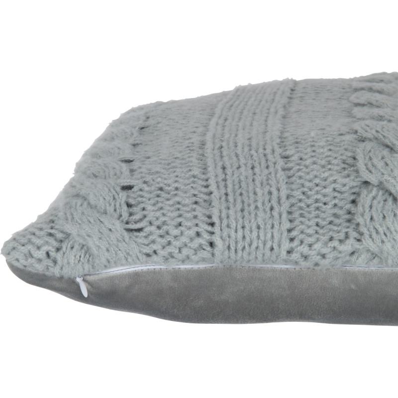 Coussin Carré Twist 45x45 en Polyester Gris Effet tricot - 3