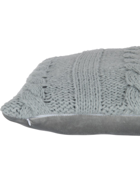 Coussin Carré Twist 45x45 en Polyester Gris Effet tricot - 3