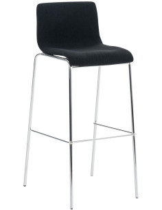 Tabouret de bar minimaliste en Tissu Noir Métal Argenté Zavria - 1
