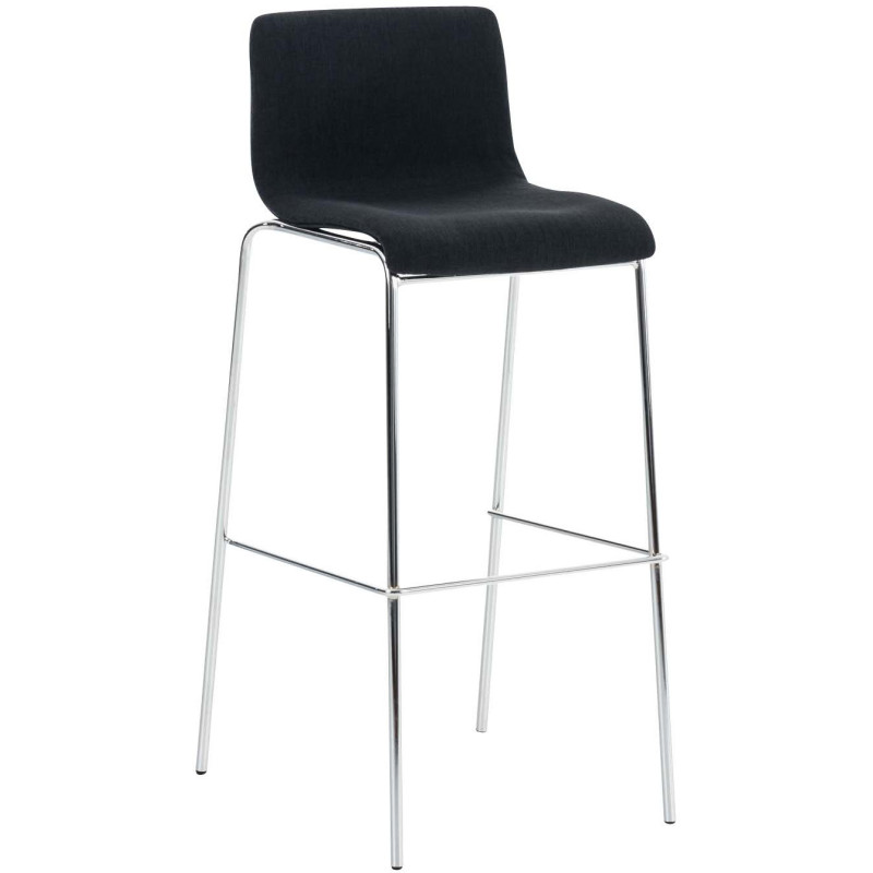 Tabouret de bar minimaliste en Tissu Noir Métal Argenté Zavria - 1