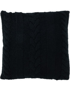Coussin Carré Twist 45x45 en Polyester Noir Effet tricot - 1