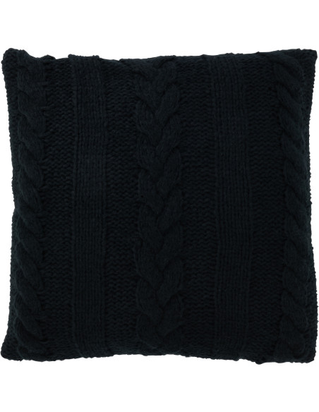 Coussin Carré Twist 45x45 en Polyester Noir Effet tricot - 1