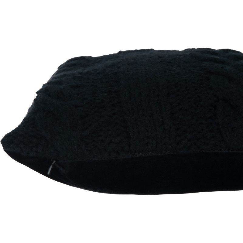 Coussin Carré Twist 45x45 en Polyester Noir Effet tricot - 3