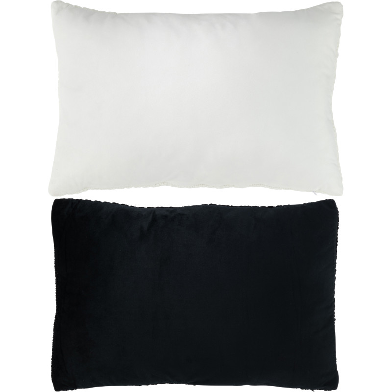Coussin XL Rectangulaire Home 60x40 en Tissu acrylique Blanc Noir Message Maison (Lot de 2) - 2