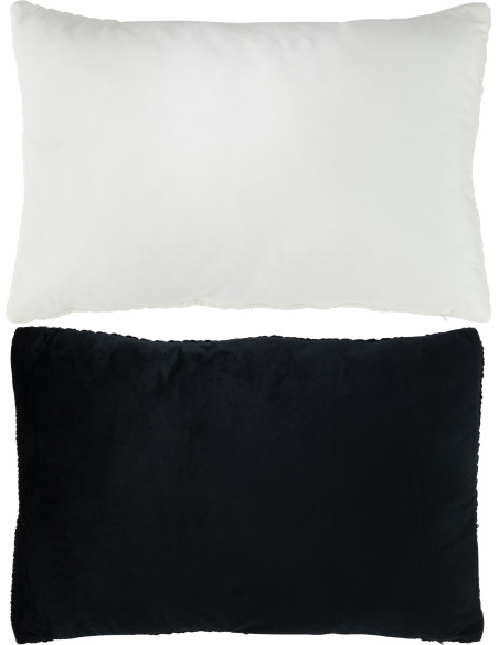 Coussin XL Rectangulaire Home 60x40 en Tissu acrylique Blanc Noir Message Maison (Lot de 2) - 2