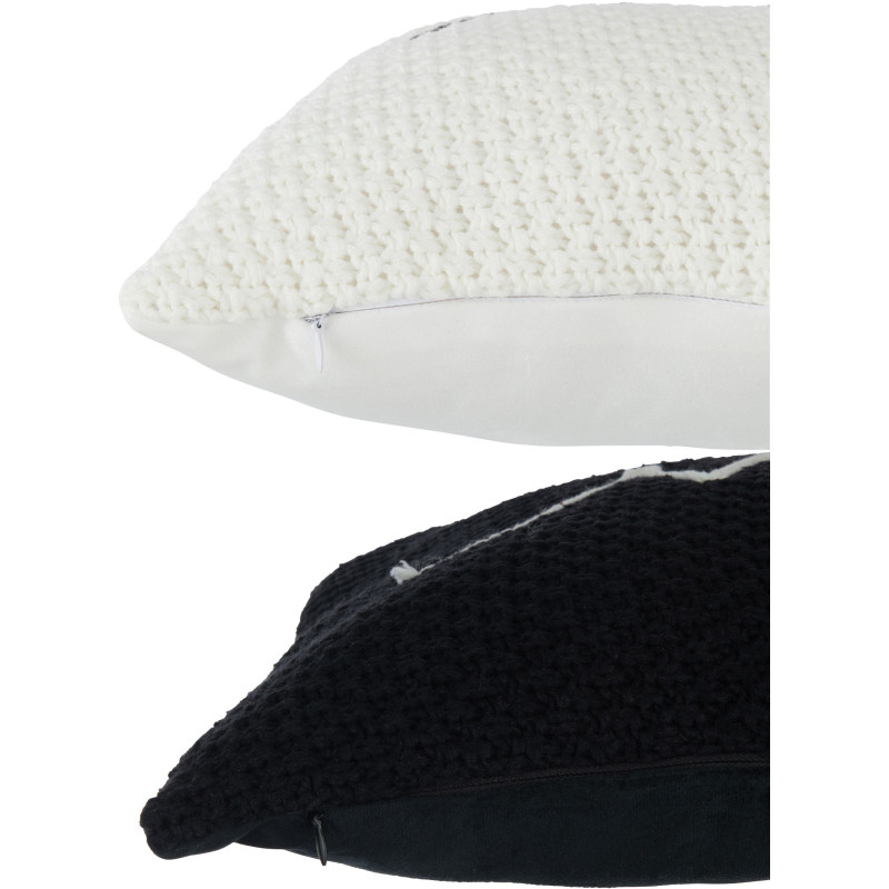 Coussin XL Rectangulaire Home 60x40 en Tissu acrylique Blanc Noir Message Maison (Lot de 2) - 3
