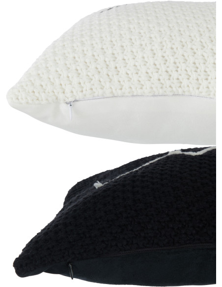 Coussin XL Rectangulaire Home 60x40 en Tissu acrylique Blanc Noir Message Maison (Lot de 2) - 3