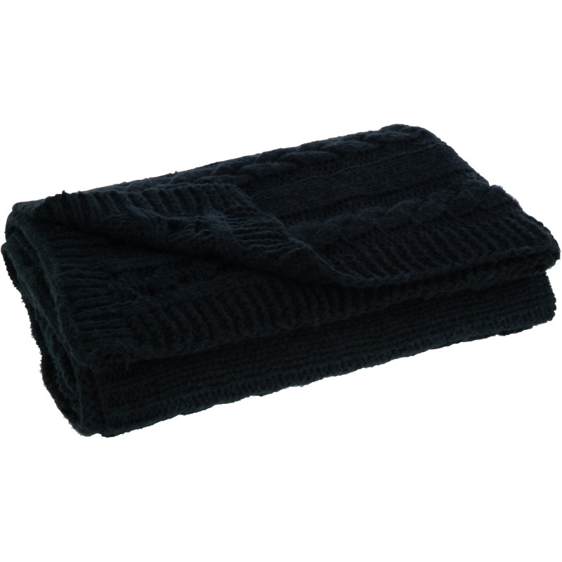 Plaid 130x180 Twist en Polyester Noir Motif tricot - 2