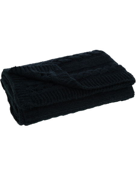 Plaid 130x180 Twist en Polyester Noir Motif tricot - 2