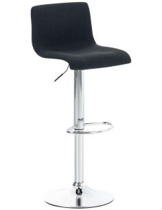 Tabouret de bar moderne en Tissu Noir Métal Argenté Stano - 1