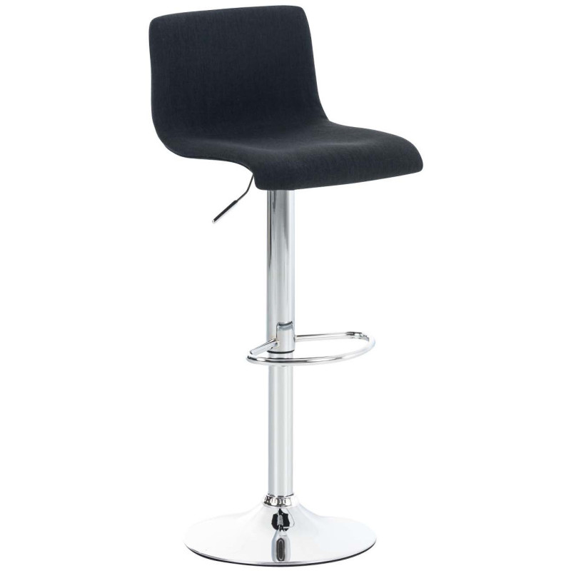 Tabouret de bar moderne en Tissu Noir Métal Argenté Stano - 1