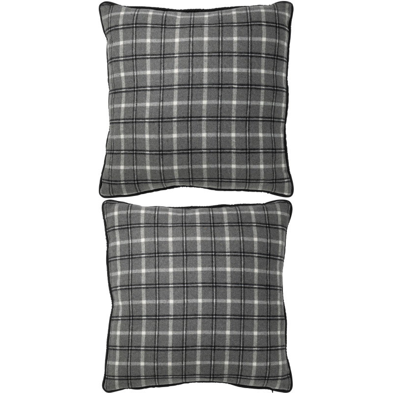 Coussin Carré Great 45x45 en Polyester Blanc Rouge Motif carreaux Message Ma Maison C'est Super (Lot de 2) - 3