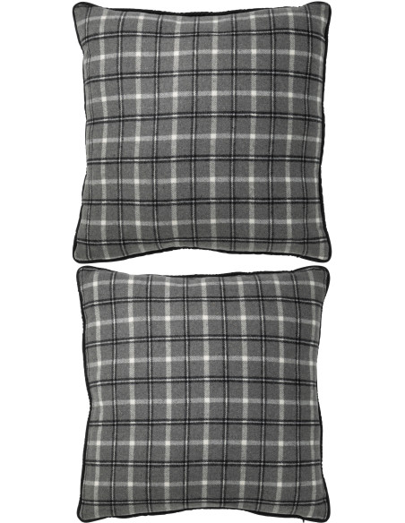 Coussin Carré Great 45x45 en Polyester Blanc Rouge Motif carreaux Message Ma Maison C'est Super (Lot de 2) - 3