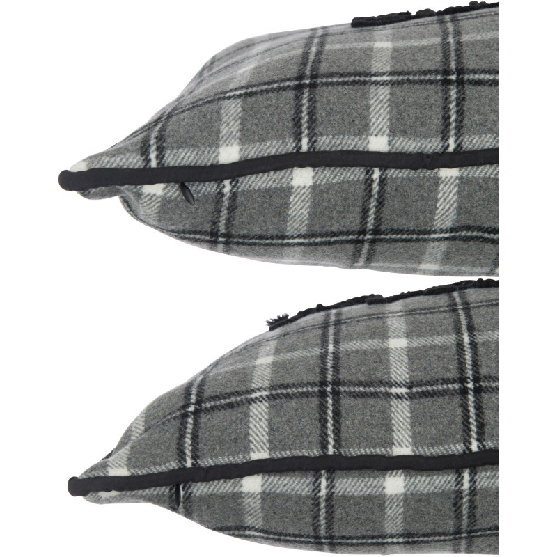 Coussin Carré Great 45x45 en Polyester Blanc Rouge Motif carreaux Message Ma Maison C'est Super (Lot de 2) - 4