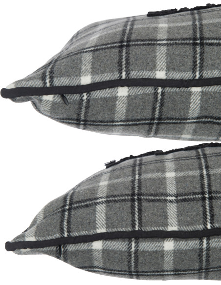 Coussin Carré Great 45x45 en Polyester Blanc Rouge Motif carreaux Message Ma Maison C'est Super (Lot de 2) - 4