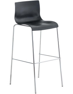 Tabouret de bar minimaliste en Polypropylène Noir Métal Argenté Zavria - 1