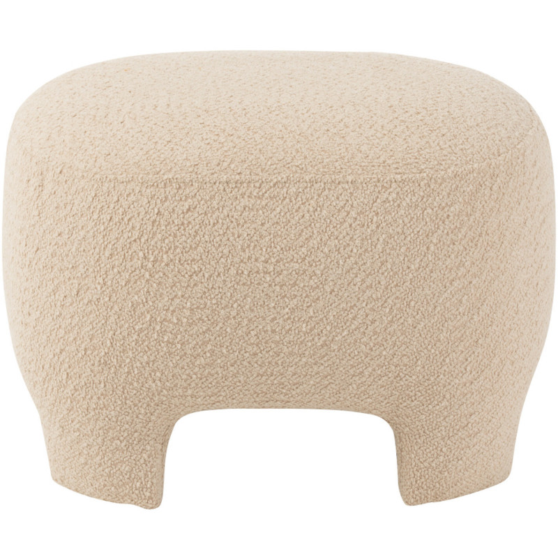 Pouf Ovale Plush en Tissu Blanc Bois Éponge - 3