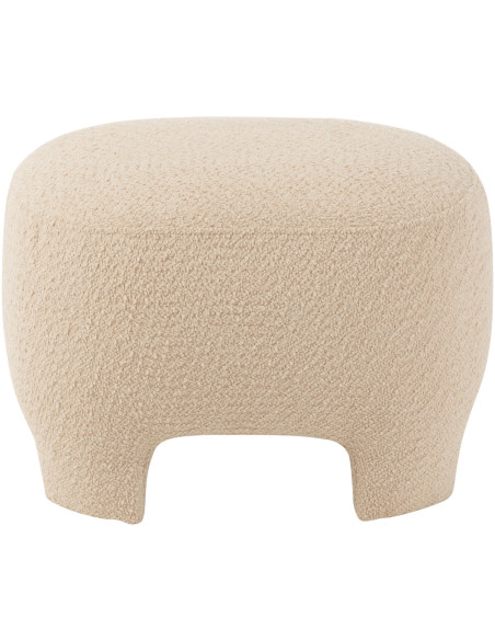 Pouf Ovale Plush en Tissu Blanc Bois Éponge - 3