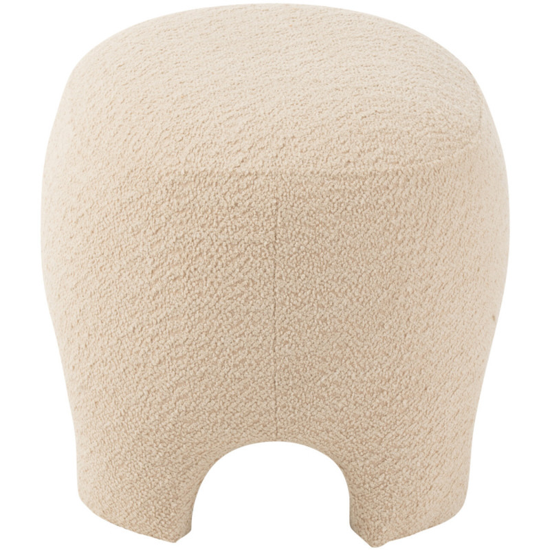 Pouf Ovale Plush en Tissu Blanc Bois Éponge - 4