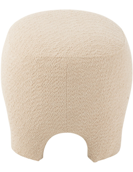 Pouf Ovale Plush en Tissu Blanc Bois Éponge - 4