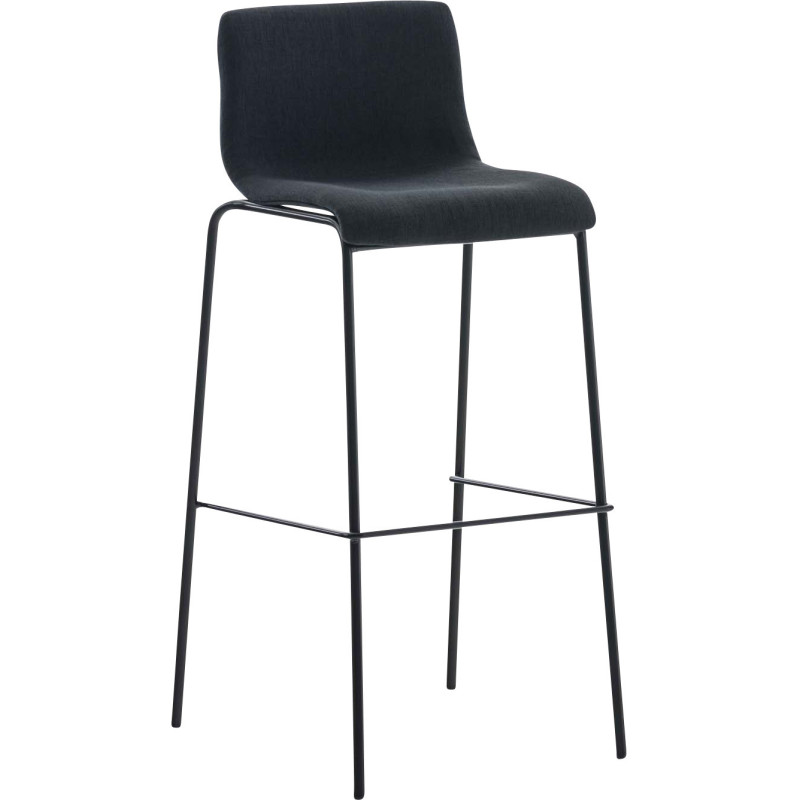 Tabouret de bar minimaliste en Tissu Noir Métal Noir Zavria - 1
