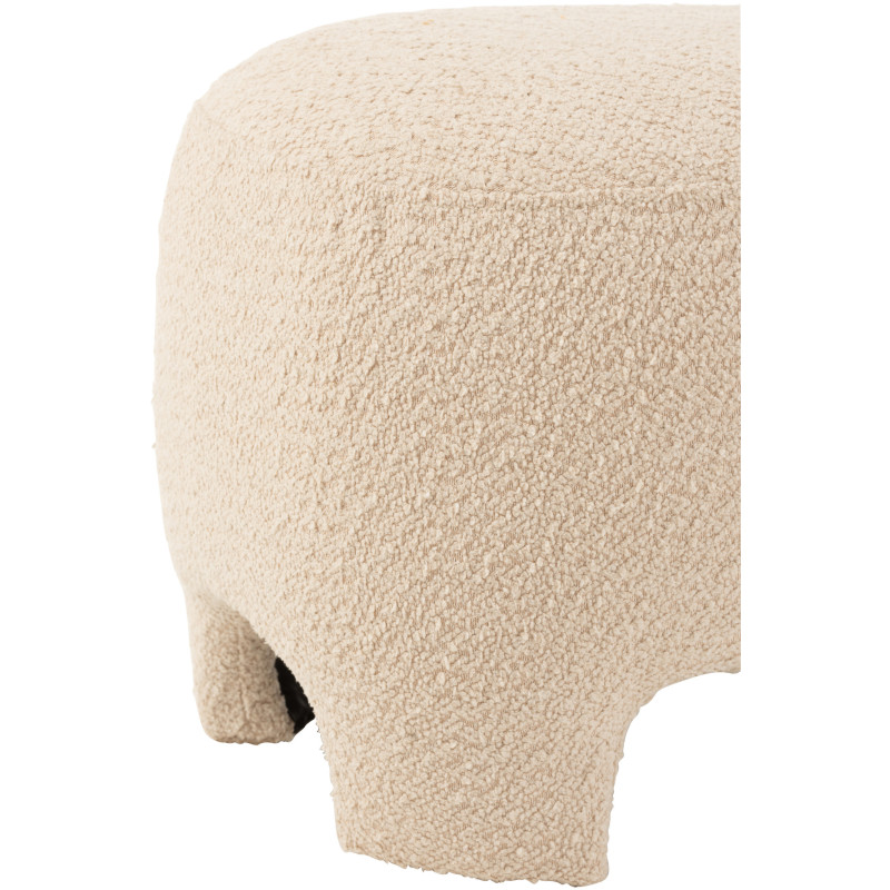 Pouf Ovale Plush en Tissu Blanc Bois Éponge - 5
