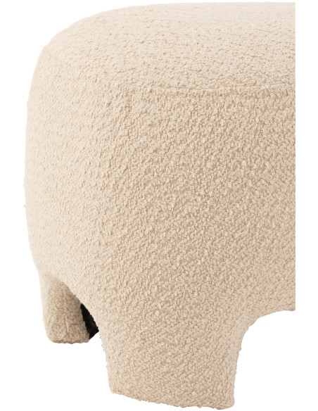 Pouf Ovale Plush en Tissu Blanc Bois Éponge - 5