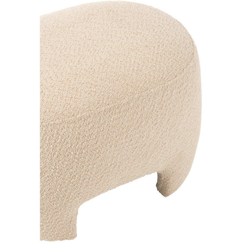 Pouf Ovale Plush en Tissu Blanc Bois Éponge - 6